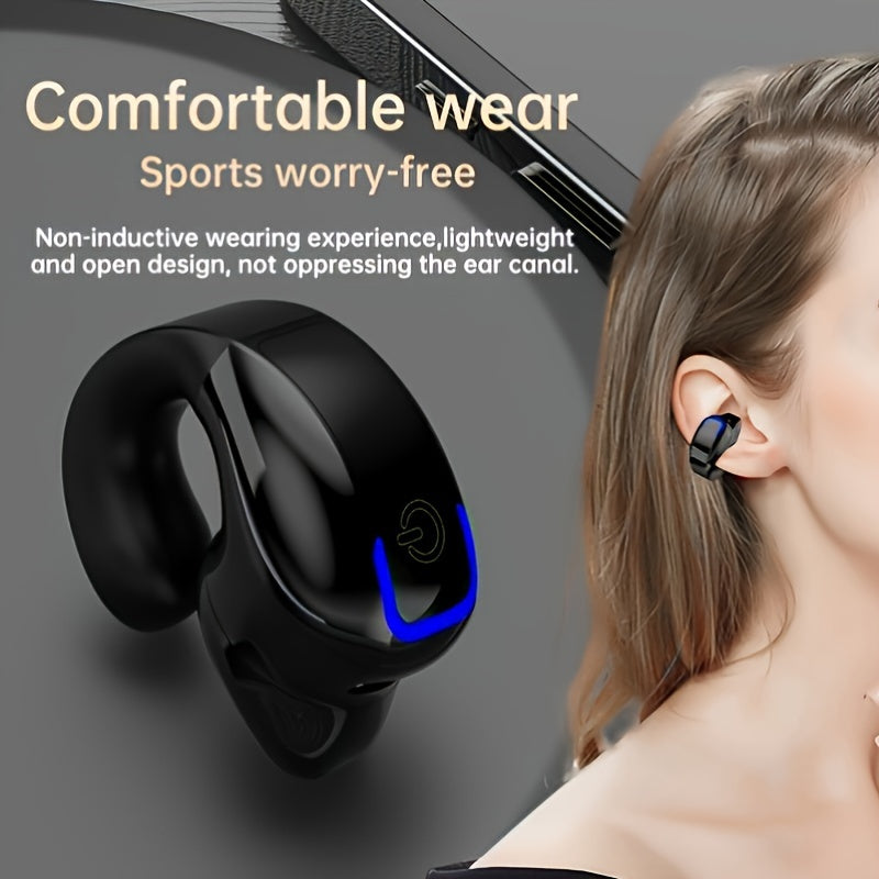 Wireless Headphones Bone Conduction Concept Ear Clip Open Non-In-Ear Sports Running Cycling Calling Noise Reduction