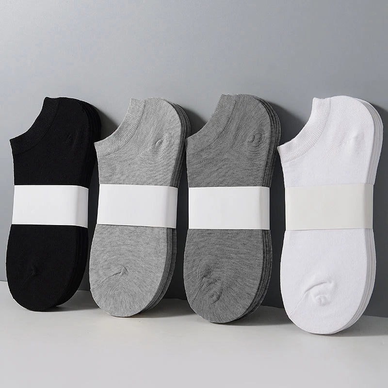 3 Pairs Of Men's Solid Colour No Show Socks, Comfy Breathable Casual Soft & Elastic Socks, Spring & Summer