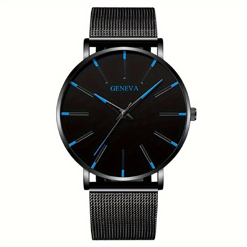 Avant-Garde Men's Quartz Watch, Non-Water Resistant, Alloy Mesh Band, Round Zinc Alloy Case, Elegant Electronic Sports Watch - Ideal Gift