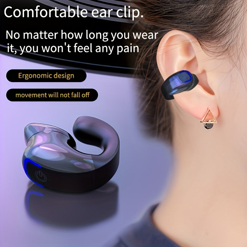 Wireless Headphones Bone Conduction Concept Ear Clip Open Non-In-Ear Sports Running Cycling Calling Noise Reduction