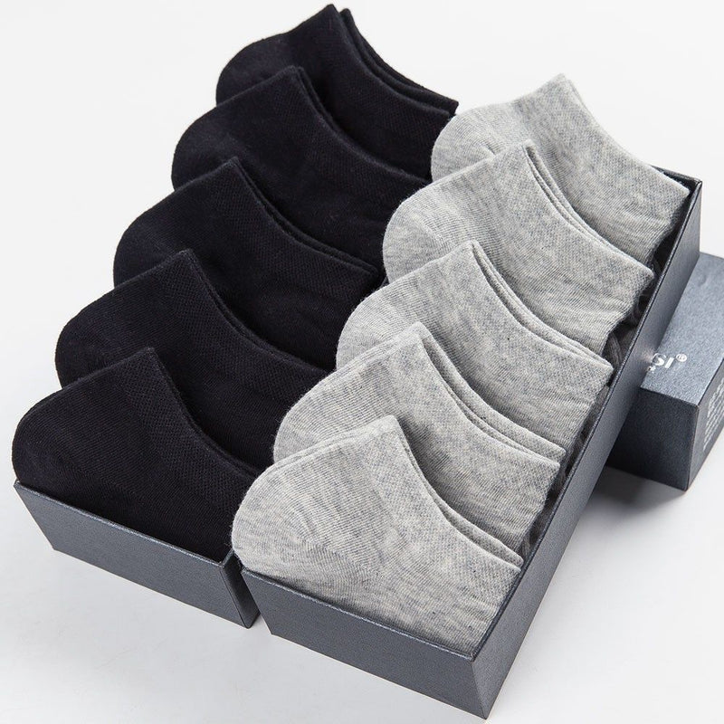 3 Pairs Of Men's Solid Colour No Show Socks, Comfy Breathable Casual Soft & Elastic Socks, Spring & Summer