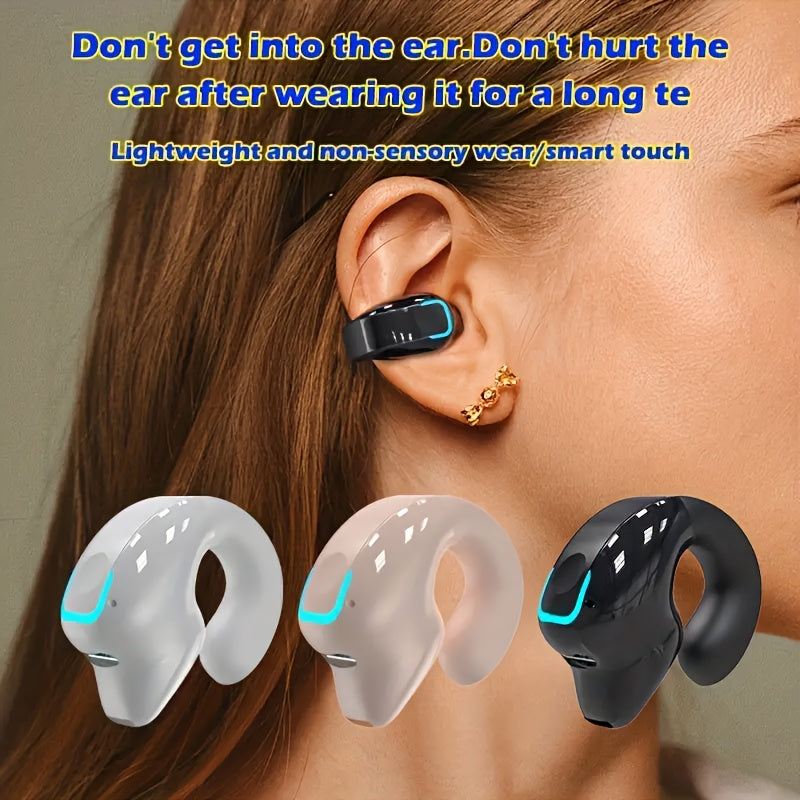 Wireless Headphones Bone Conduction Concept Ear Clip Open Non-In-Ear Sports Running Cycling Calling Noise Reduction