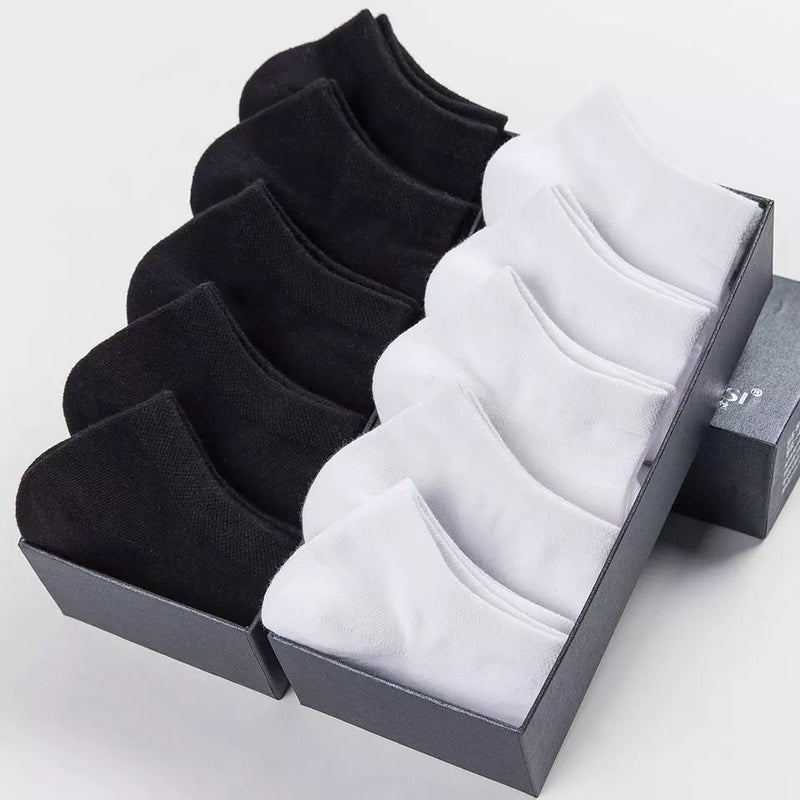 3 Pairs Of Men's Solid Colour No Show Socks, Comfy Breathable Casual Soft & Elastic Socks, Spring & Summer